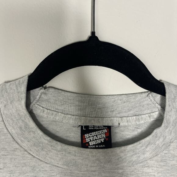 Vintage T-Shirt L 90s Screen Stars Single Stitch Little Caesars Dog Print Grey - Picture 5 of 7